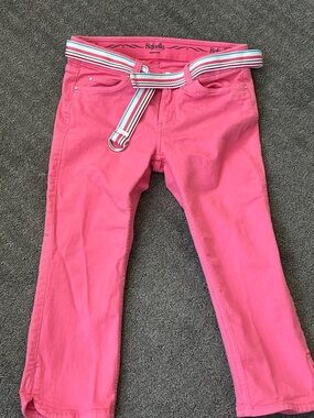 Rafaella Women/ Junior Pants with Striped D-Ring Belt front & back pockets